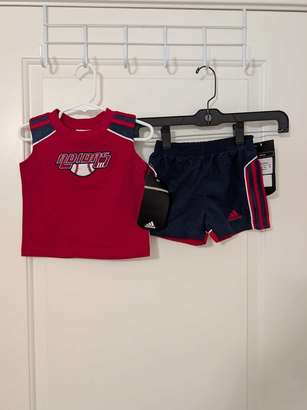 Adidas Baby 6M Baseball Tank Top Shorts 2 Piece Set NWT Red Navy